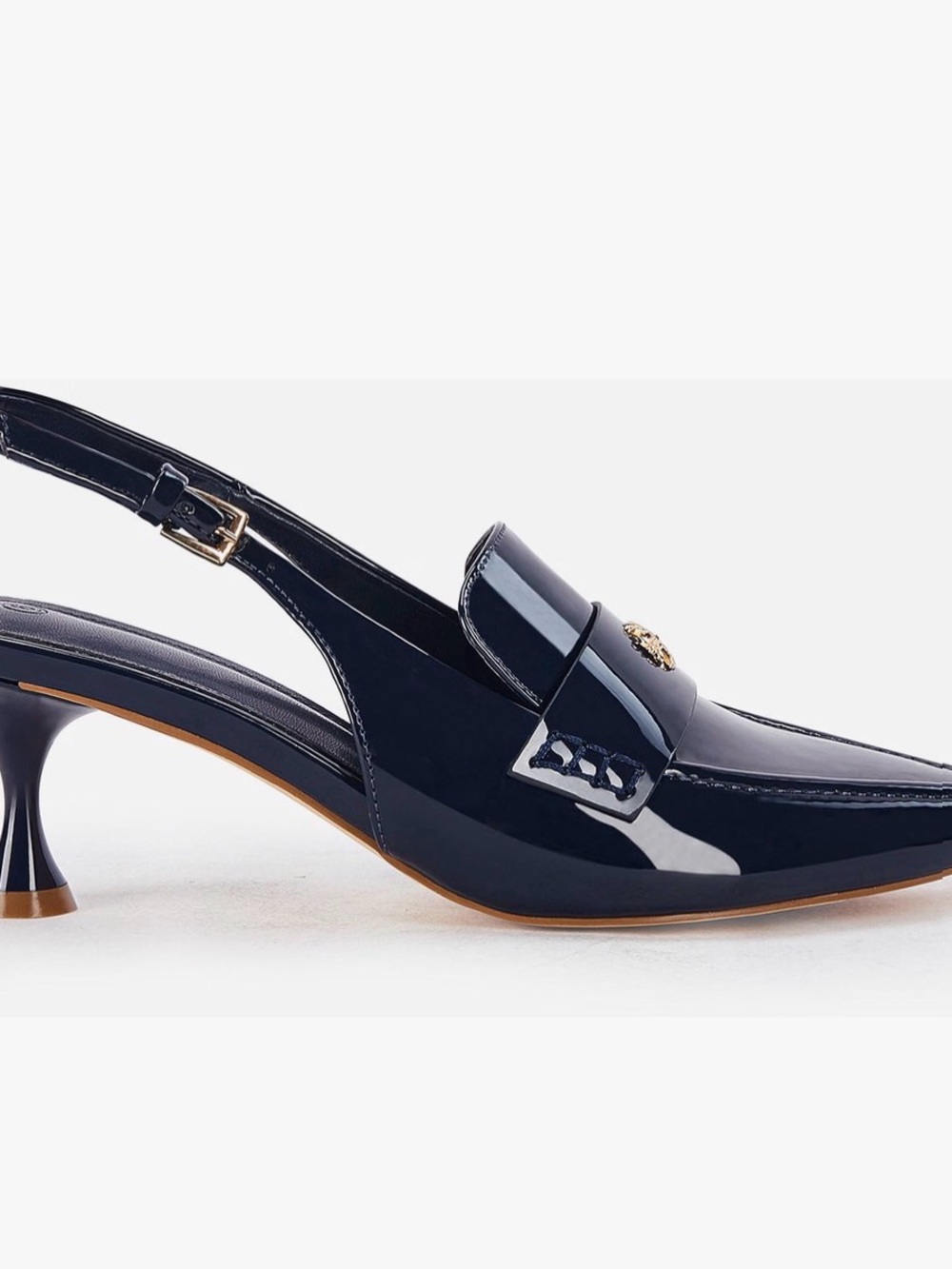 Patent Slingback Loafer Mule in Navy